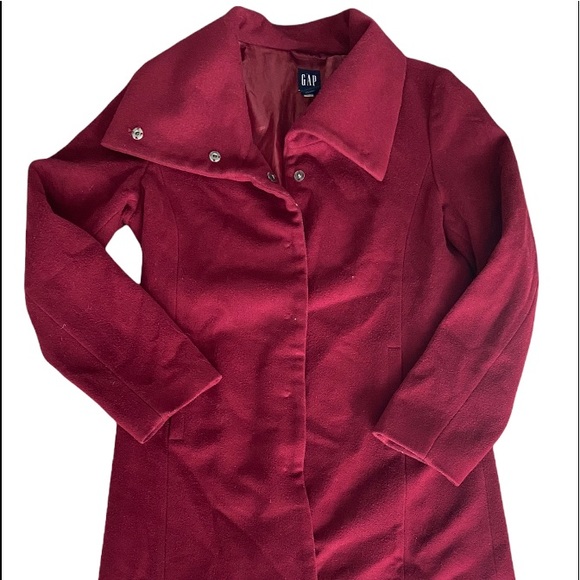 Gap Women's Cranberry Colored Wool Blend Peacoat Size M - Picture 1 of 3